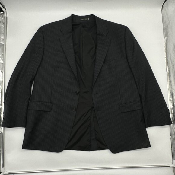 Lauren Ralph Lauren Size 46R Black Wool Pinstripe Single Breasted Suit Jacket - Picture 7 of 11